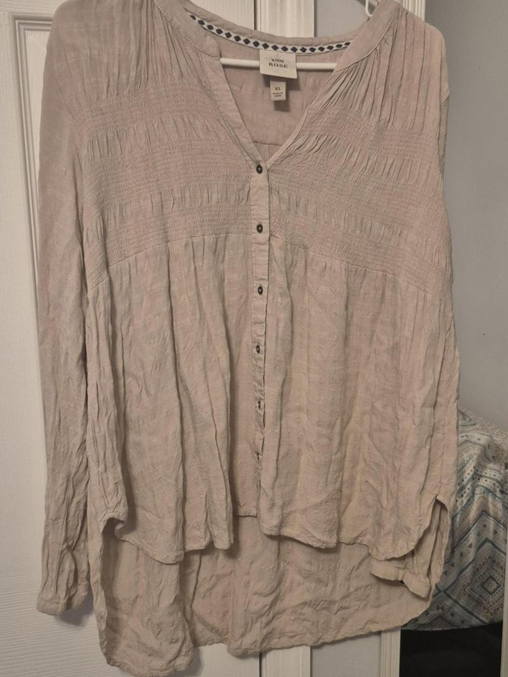 Knox Rose Pale Pink Button-Front Tunic Blouse